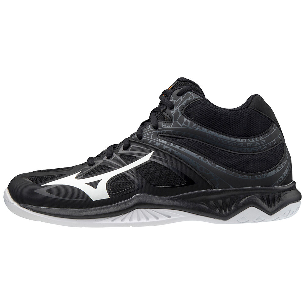 Sapatilhas Voleibol Mizuno Thunder Blade 2 Mid - Homem - Pretas/Branco - FUVPX1308